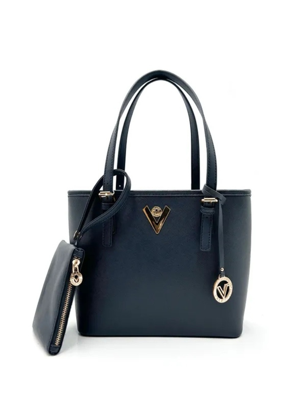 VALENTINO ORLANDI Natalia Tote with Matching Wristlet Navy - Picture 6 of 6